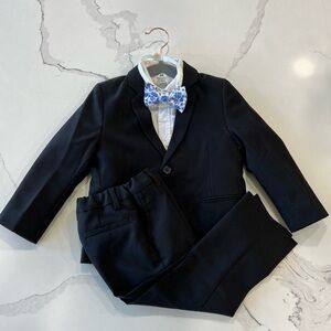 H&M Suit Blue Floral Bow Tie